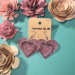 pink glitter earrings 💗